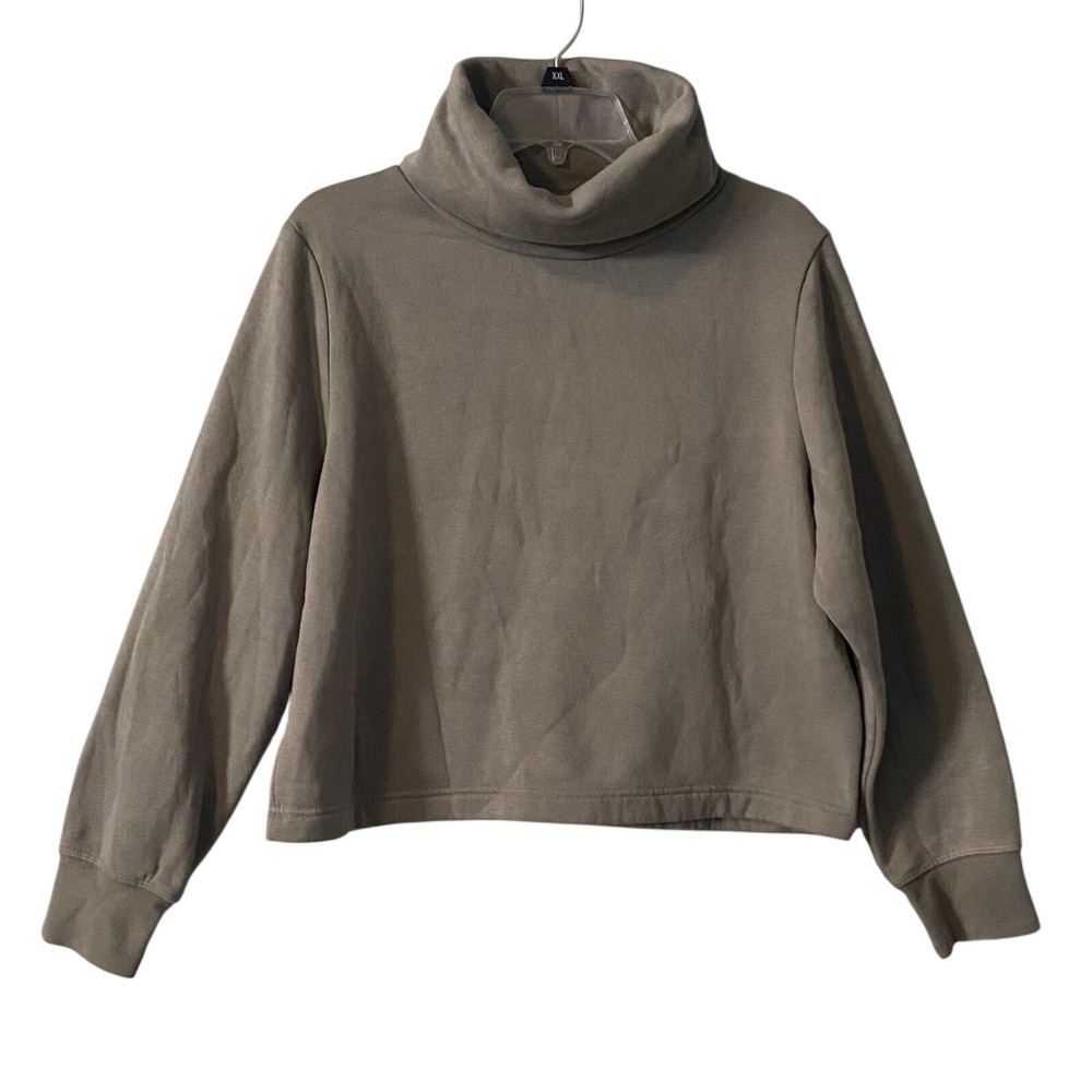 Zara Women's Gray Turtle Neck Long Sleeve Cropped‎ Sweatshirt Size Med